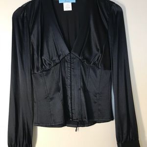 Women’s Marciano XS Black silk top w/corset detail